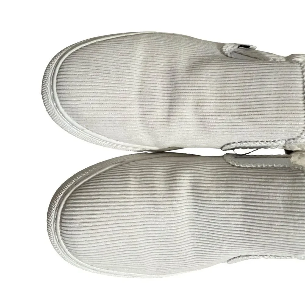J Crew  Woman's Ivory Corduroy Slip-On Sneakers with Sherpa Lining Cozy Size 9